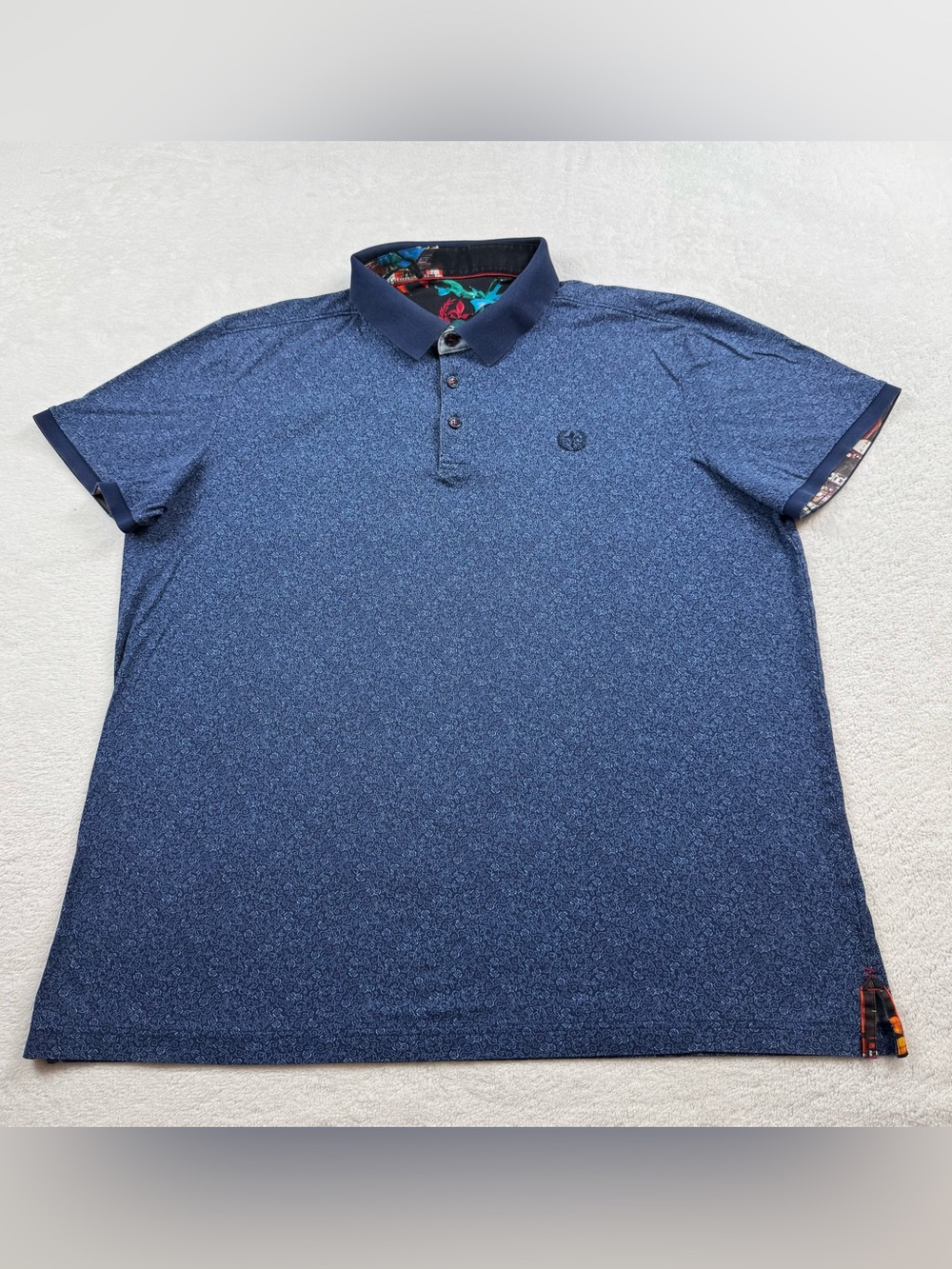 Au Noir polo shirt men’s size 6/2XL blue floral geometric golf performance